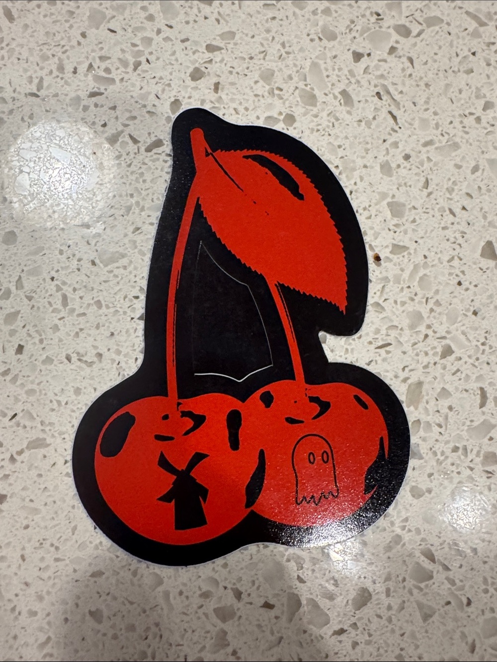 Red & Black Cherry Sticker with Halloween Graphics